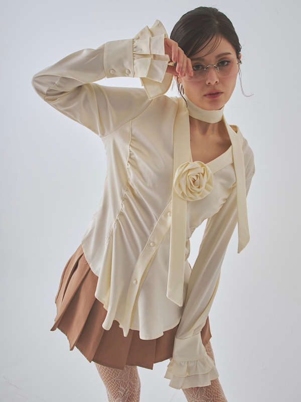 front rose peplum blouse