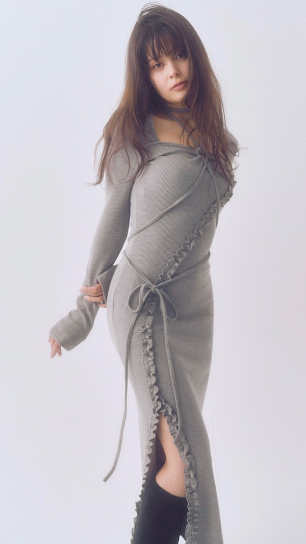 laceup frill slit onepiece