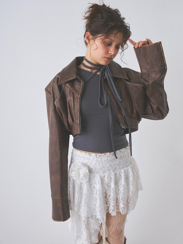 vintage leather taste short JK