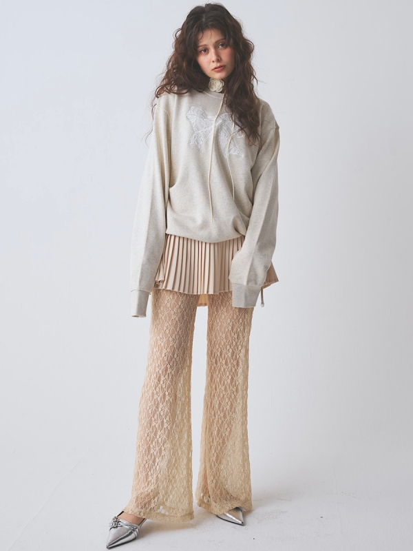 lacy flare long pants